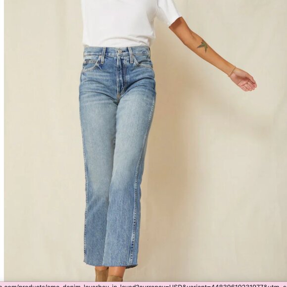 Amo Loverboy Straight Cropped Jeans "You Are Loved" Size 24 - Picture 2 of 7